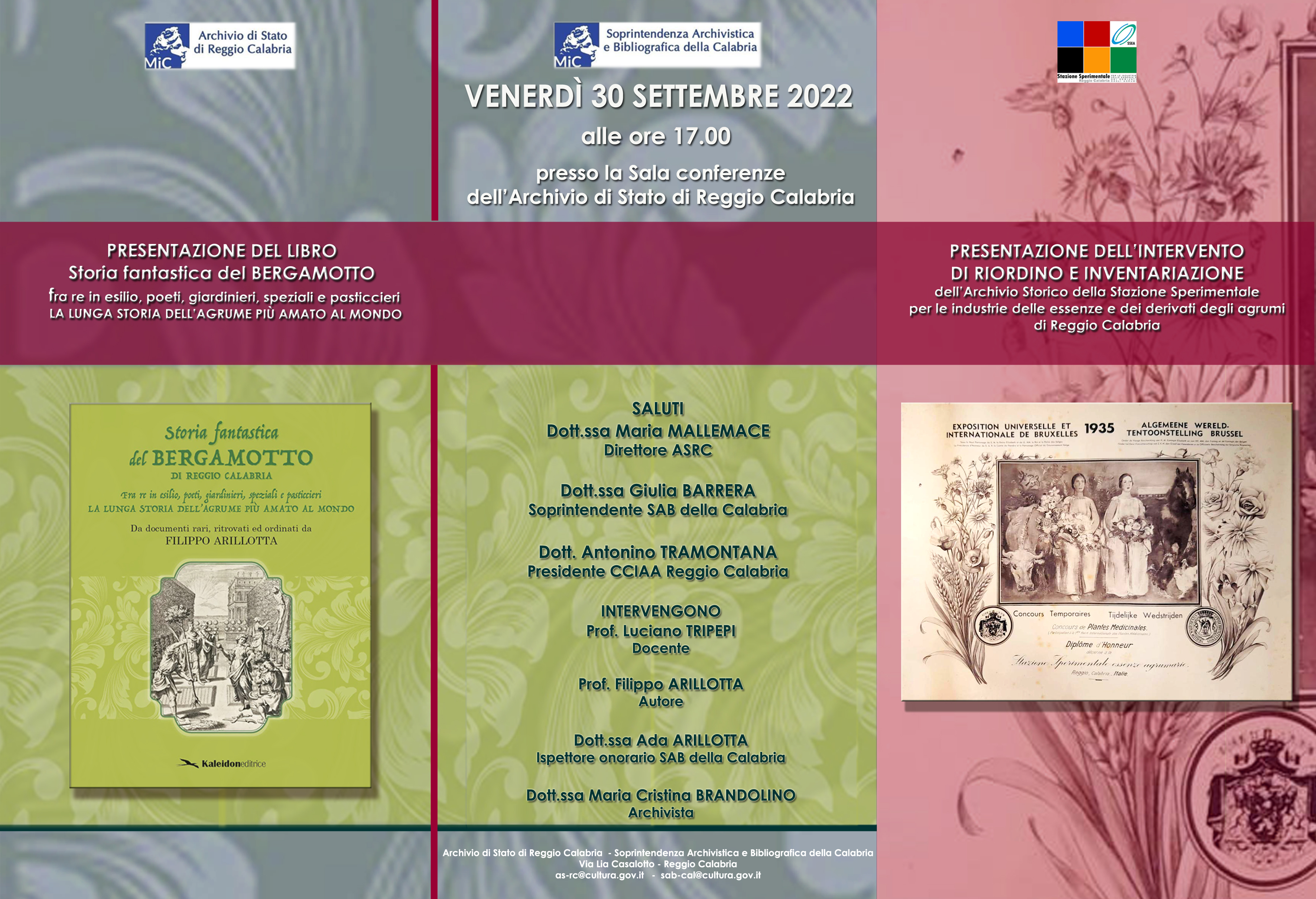 Storia fantastica del bergamotto di Reggio Calabria e l’archivio storico della Stazione Sperimentale per le industrie delle essenze e dei derivati degli agrumi di Reggio Calabria